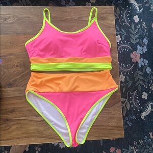 Vibrant Pink and Orange Swim Set